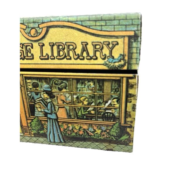 Vintage Tin Metal Recipe Box, 1979 Chein Industries Village Library Kitchen Use - Picture 7 of 14